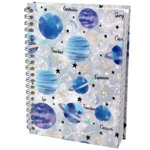 **3/$15* Blue/Gray Stars, Planets & Zodiac Notebook